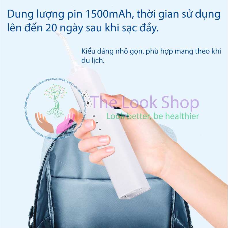 [BH 1 đổi 1] Tăm nước cầm tay sạc không dây Jieling, chống thấm nước IPX7, 4 đầu vòi, 1500mAh dùng liên tục 20 ngày