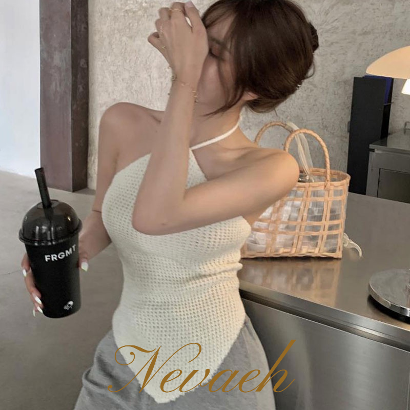 Áo Hai Dây Dệt Kim Màu Trắng Thiết Kế Mỏng Thời Trang 2023 Dành Cho Nữ