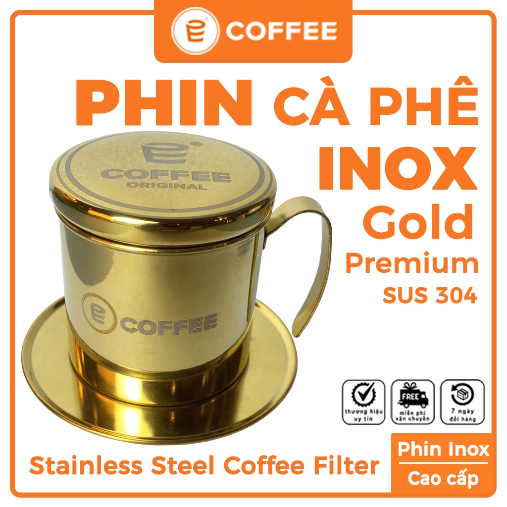 Phin cà phê Inox cao cấp E-COFFEE (Mầu vàng) Coffee Stanless Steel Coffee Filter sử dụng phin pha cà phê bột nguyên chất