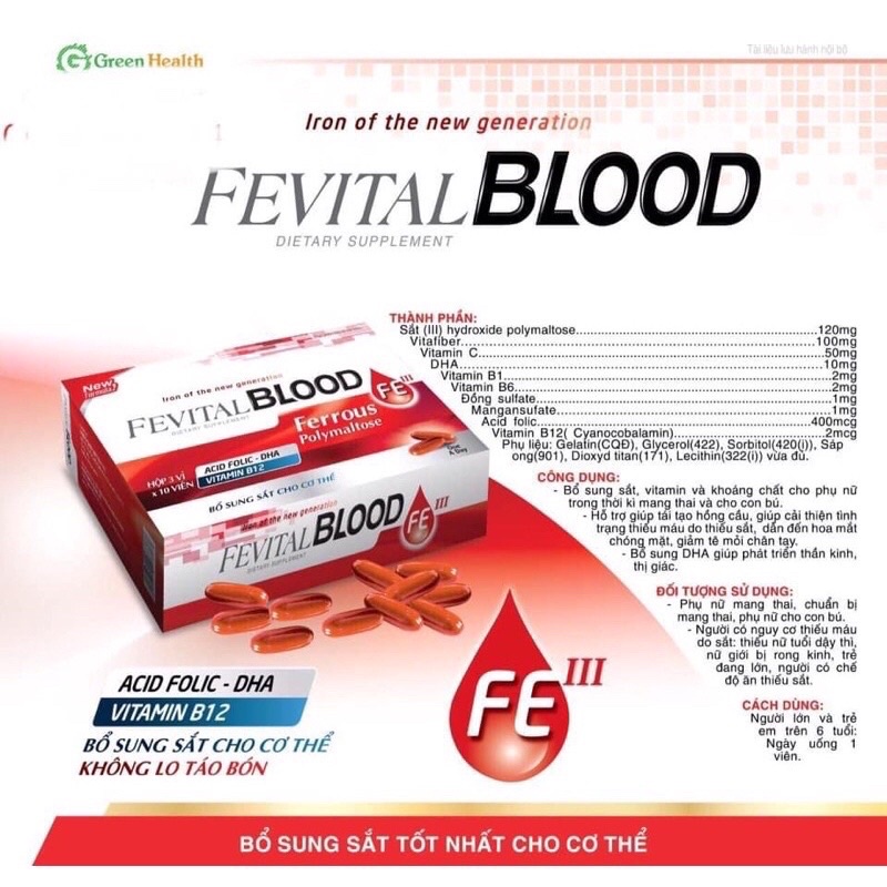 Viên sắt bổ máu FEVITAL BLOOD - hộp 30 viên