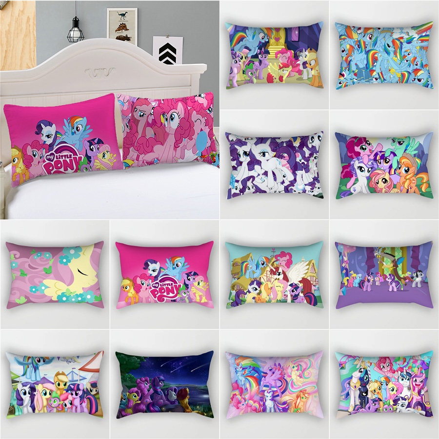 Vỏ Gối Chữ Nhật 30x50cm/50x75cm In Hình Ngựa Pony Dễ Thương