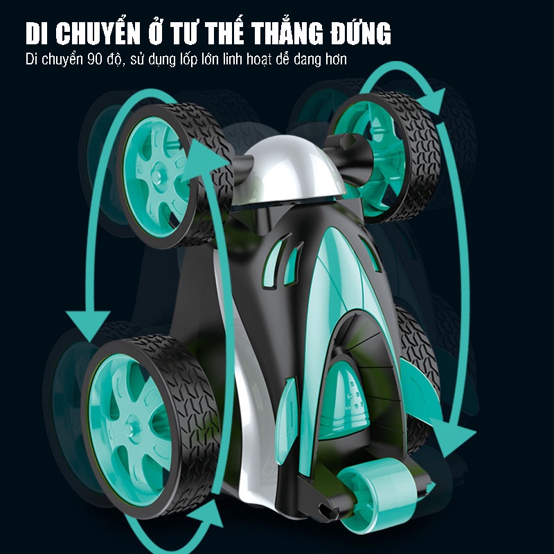 Xe oto điều khiển 4 chiều lộn nhào, xoay 360 độ, di chuyển thẳng đứng 90 độ cực chất cho bé