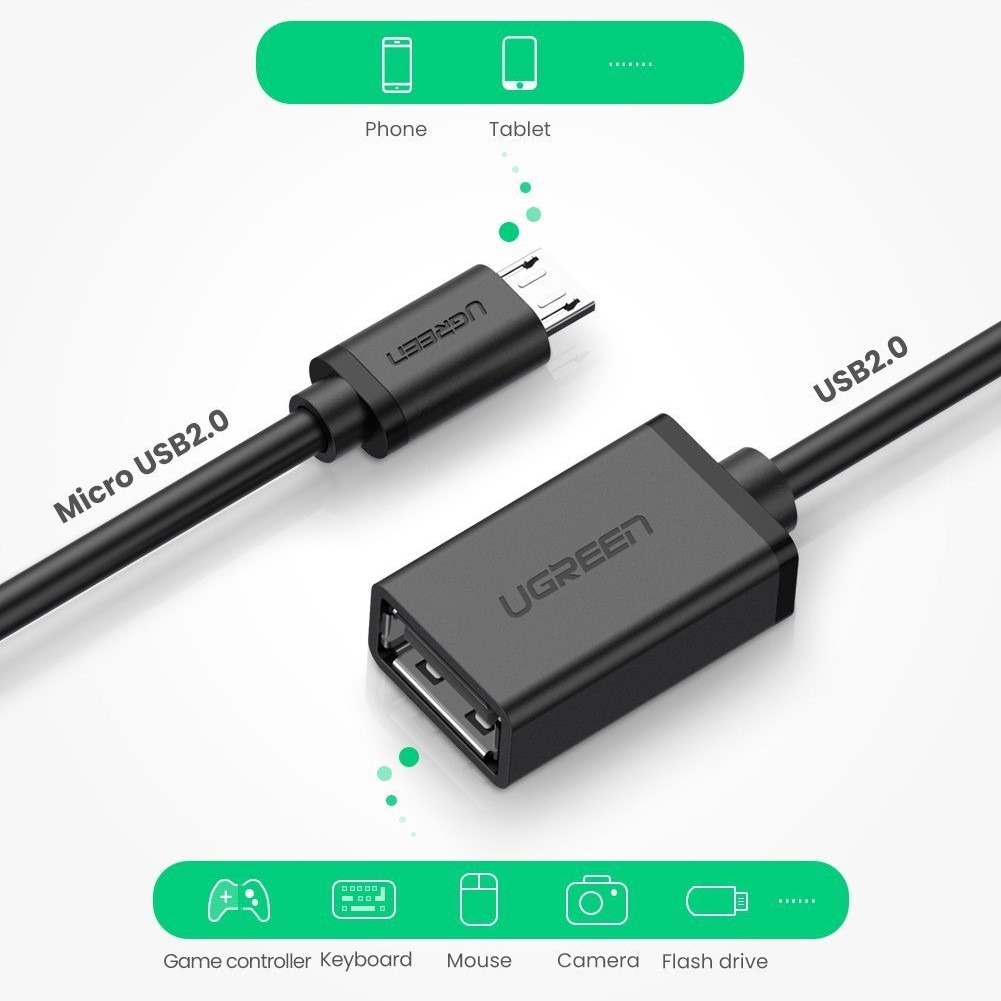 Cáp OTG chuyển Micro to USB UGREEN 10396 10822