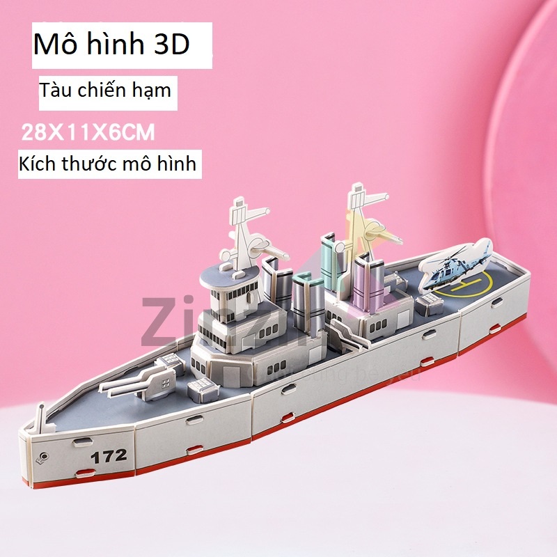 Bộ Lego Giấy Mô Hình 3D Tàu Chiến Hạm, Đồ Chơi Lắp Ráp Thông Minh 1690-21