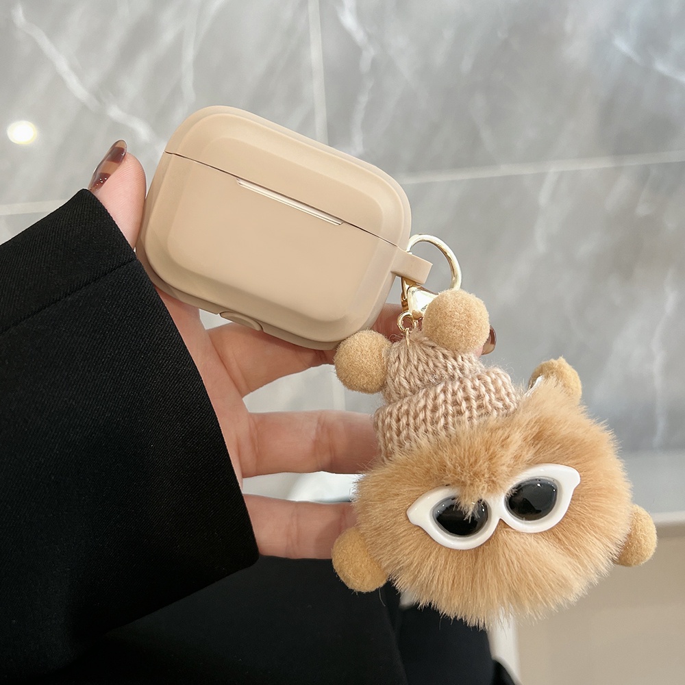 Vỏ bảo vệ hộp sạc tai nghe Airpods 1 2 pro hình gấu khaki bằng TPU xinh xắn kèm móc khóa