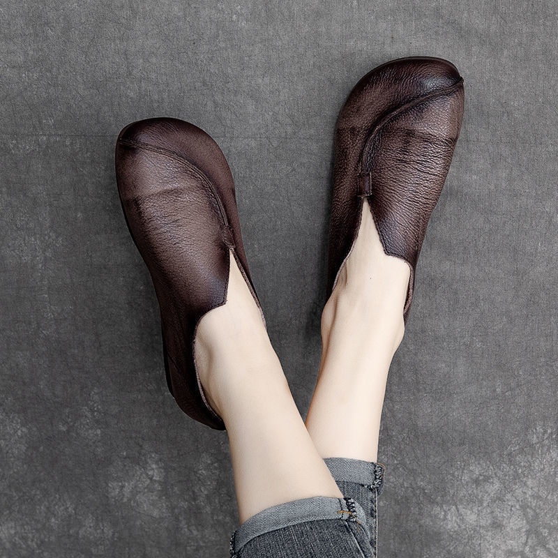 Giày Oxford Da Thật Đế Mềm Phong Cách retro Cho Nữ