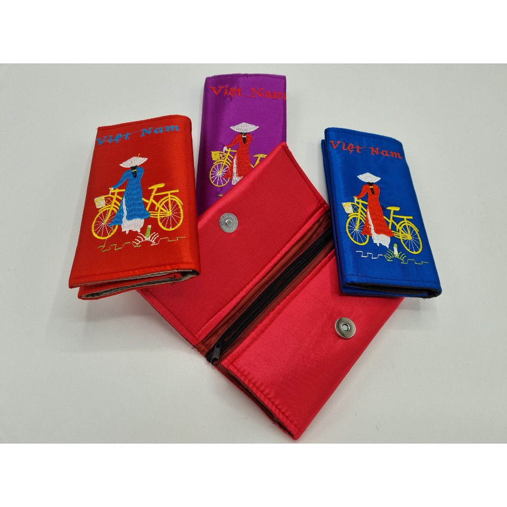Ví nữ vải thêu/thổ cẩm nhiều màu xinh xắn, chất dầy dặn TC052907