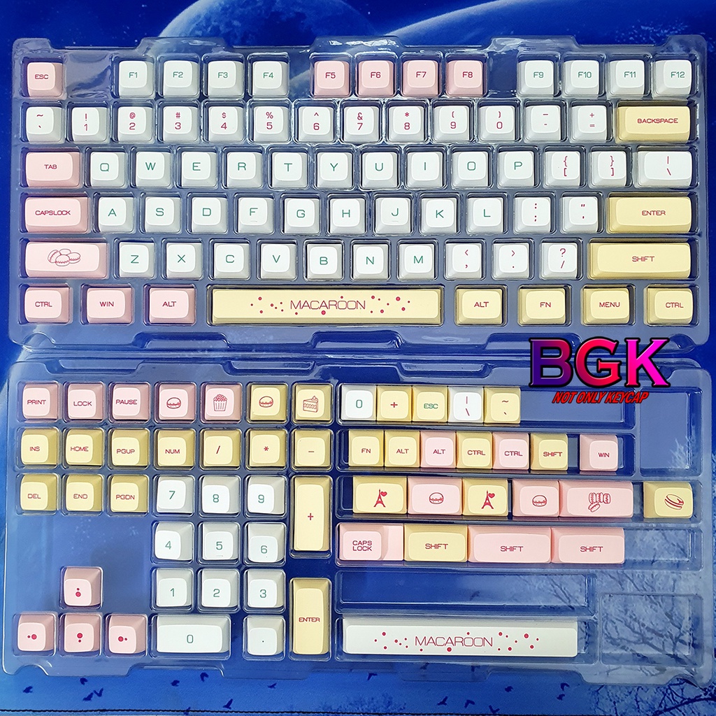 Keycap 146 Phím XDA PBT Dye Sub MACAROON Bánh ngọt hỗ trợ nhiều layout( Thick PBT, Font chữ to )