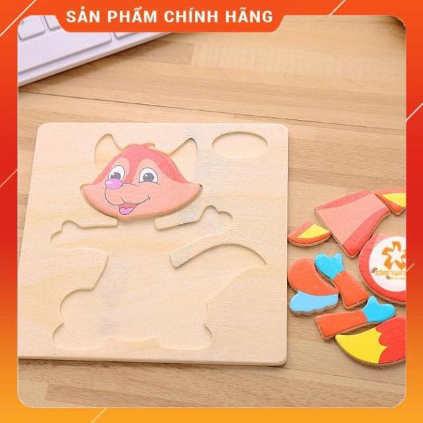 [RẺ NHẤT] Bộ 10 Tranh Ghép Gỗ 3D Động Vật Hoa Quả Phương Tiện Giao Thông[Tặng 1 Tranh 12 Miếng Ghép]