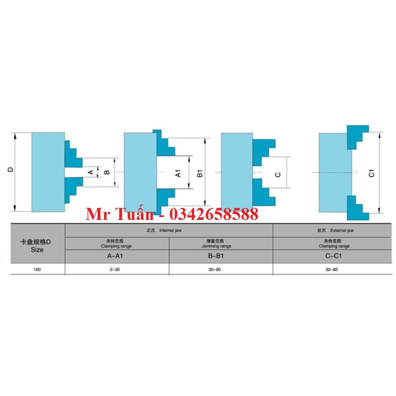 Mâm cặp 3 chấu 100mm K11-100