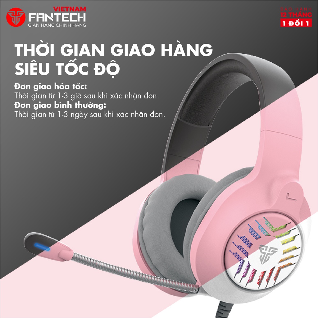 Tai Nghe Gaming FANTECH MH87 Đèn LED RGB, Micro Chống Ồn - Chân Cắm USB + 3.5mm - Hàng Phân Phối Chính Hãng