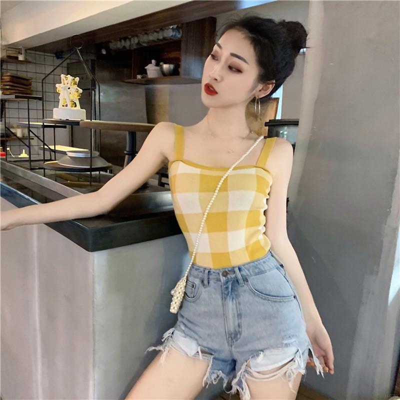 Áo dây hoạ tiết kẻ sọc caro thiết kế nữ tính thanh lịch