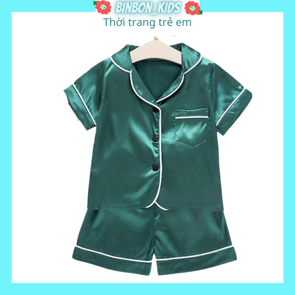 Bộ Pijama bé trai lụa cộc mềm cho bé Binbon kids, Đồ bộ ngủ pizama cho bé cực yêu PMO1, quần áo bé trai bé gái từ 7-28kg