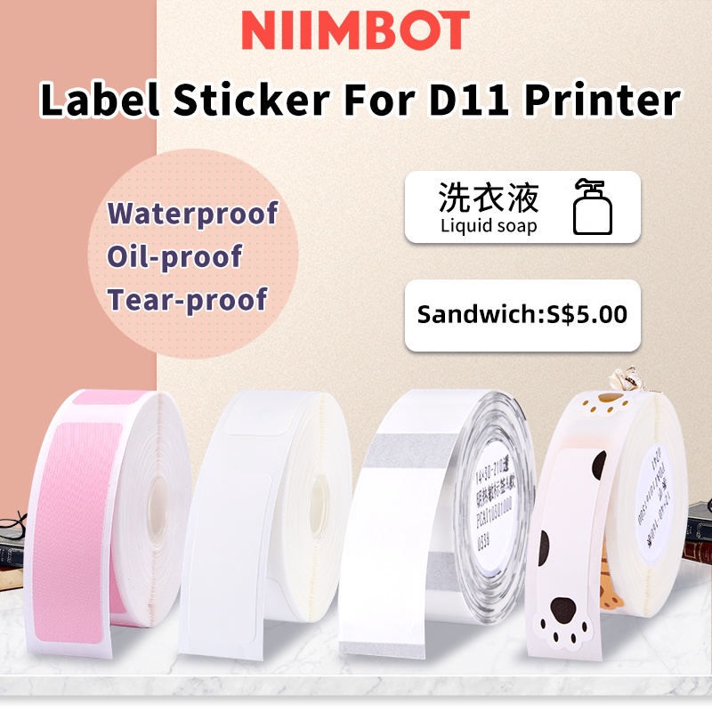 Máy Niimbot D11 / D110 / D101 sử dụng nhãn dán giấy nhãn nhiệt chống thấm nước hình động vật dễ thương đầy màu sắc