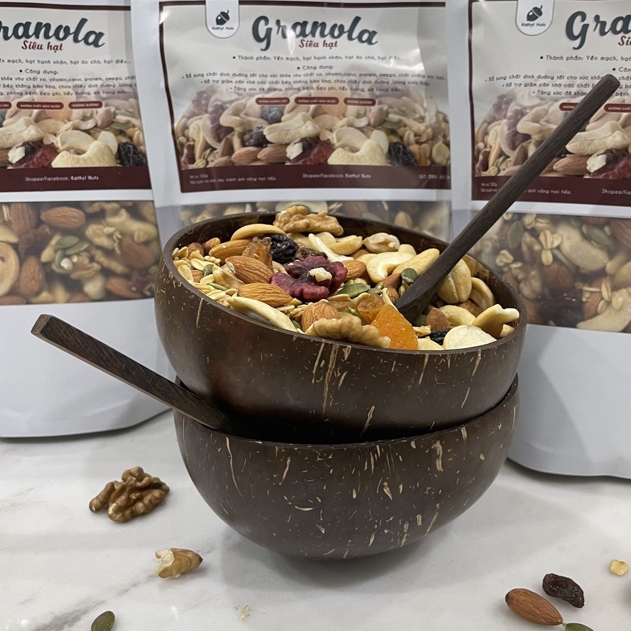 COMBO Bát/Chén gáo dừa bến tre cao cấp + Muỗng dừa loại 1