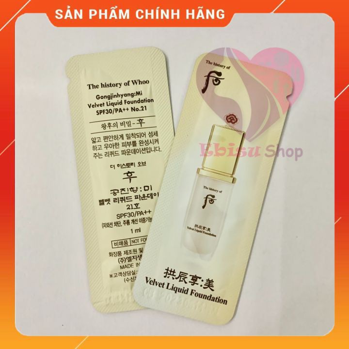 Combo 10 gói kem nền Velvet Lipuid Foundation Whoo 1ml