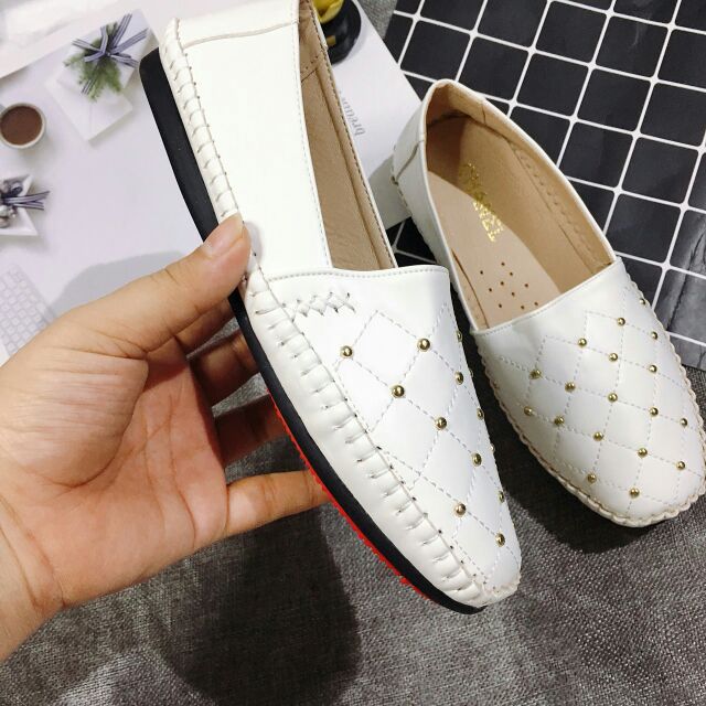 [Ảnh thật] Giày slip on để mềm khâu viền đinh tán hot trend năm nay