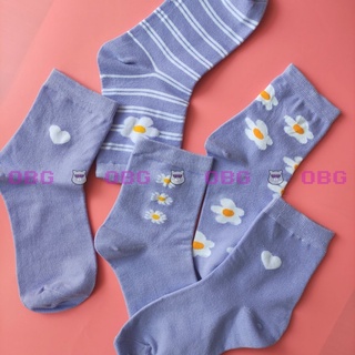 Tất/vớ cao lửng màu tím pastel