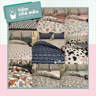 Bộ Chăn Ga(ra) Gối Cotton 3D✨ m6/m8/2m-Tiệm Nhà Mêu✨Set 4 Món Cotton 80%  Thổ Cẩm Vintage Độ Bền Thách Thức Thời Gian