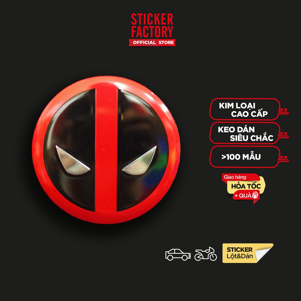 Sticker metal dán mâm xe hơi tròn 5.5cm - Deadpool miếng lẻ