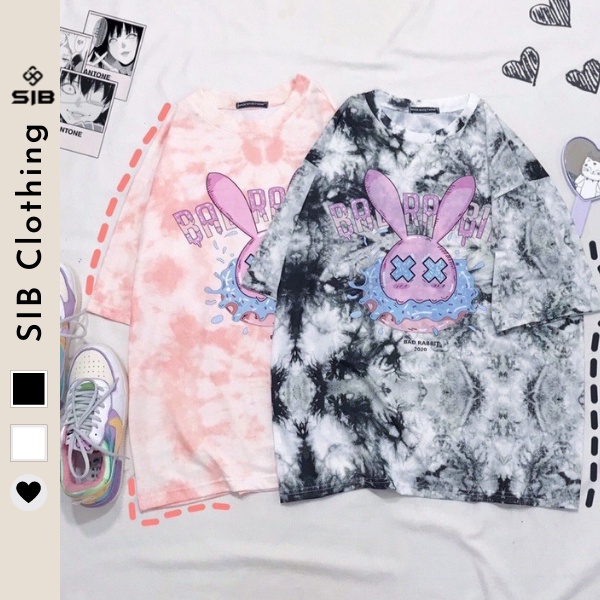 Áo thun unisex SIB Clothing áo phông oversize loang in hình thỏ SIB039