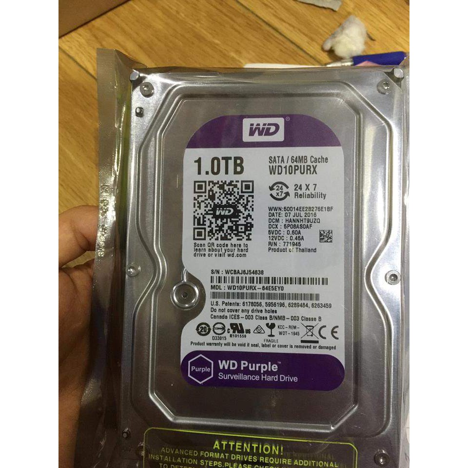 Ổ cứng HDD 500gb 1Tb Western Purple (màu tím) cho camera bảo hành 24 tháng