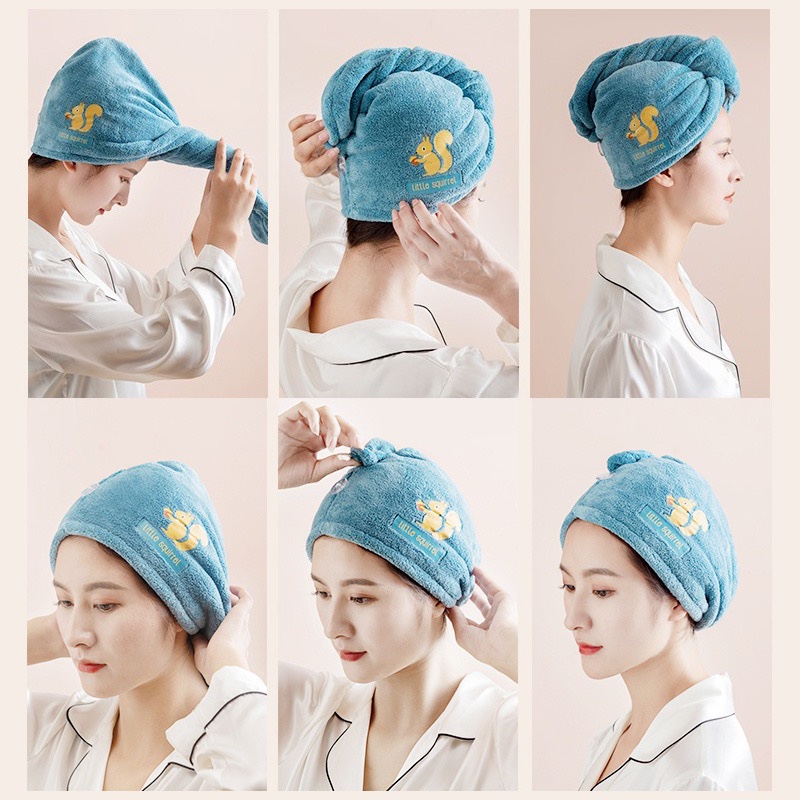Khăn Ủ Tóc Đa Năng, Khăn Quấn Tóc Gội Đầu Vải Cotton Mềm Mại Thấm Hút Tốt