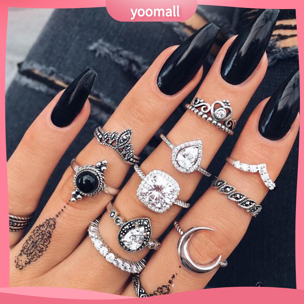 Yomall♡ Bộ 10 NhẫN Midi NhiềU KiểU DáNg Xinh XắN