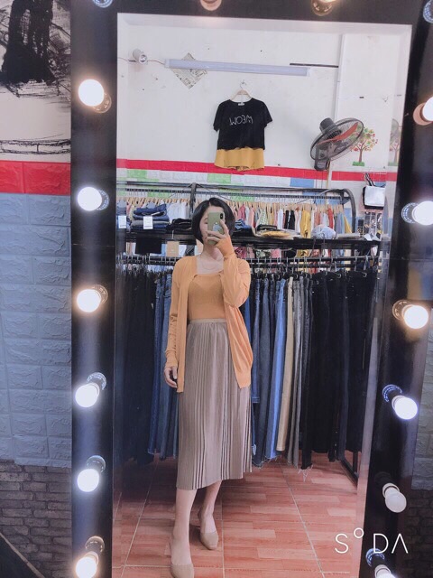 Chân váy dài xếp ly nhỏ hàng quảng châu kèm ảnh thật | BigBuy360 - bigbuy360.vn