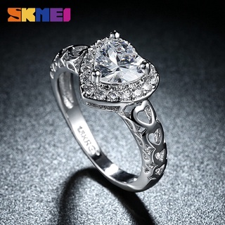 Nhẫn SKMEI mạ bạc mặt đá trái tim