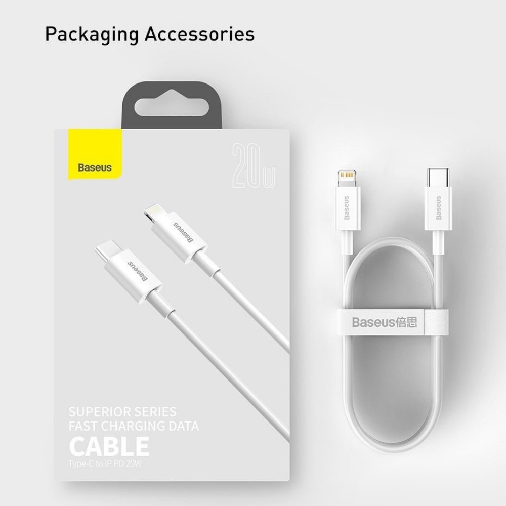 Bộ Sạc Nhanh Baseus Super Si 20w - Chân Cắm Type C Hỗ Trợ Cho Các Dòng Điện Thoại - Củ Chân Tròn, Cáp Sạc 1m -Chính Hãng