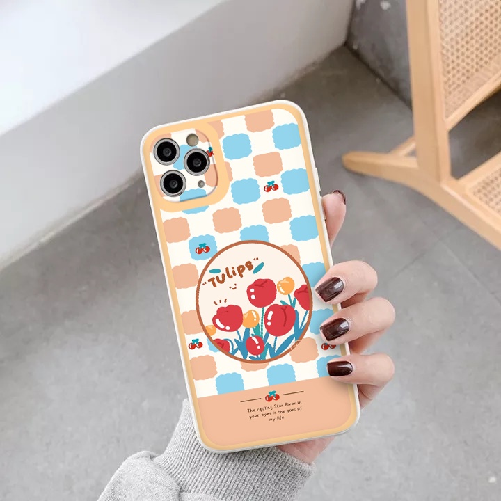 Ốp iphone hot trend  vuông cạnh ốp lưng iphone Hoa Tulip  6/6splus/7plus/8/8plus/xr/xs/12/13/pro/max/plus/promax tr1115