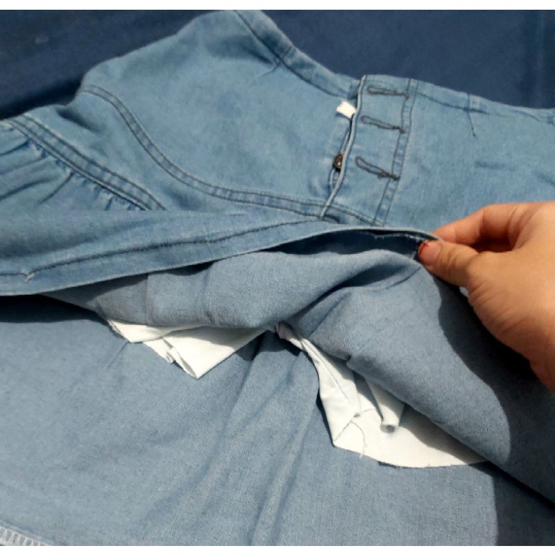 Chân Váy Jeans Ngắn Nữ Sexy Gợi Cảm Quần Váy Bò Lưng Cao Xòe 2 Tầng Kèm Quần Trong Size S M L