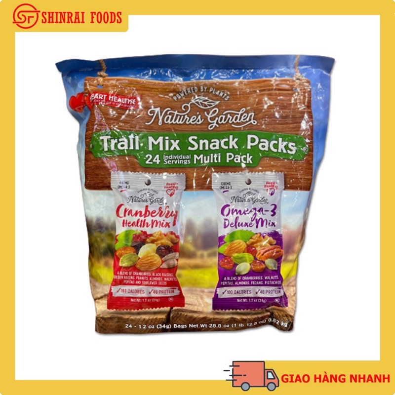 Trail mix snack packs Nature’s Garden Mỹ- bịch 24 gói-820gram
