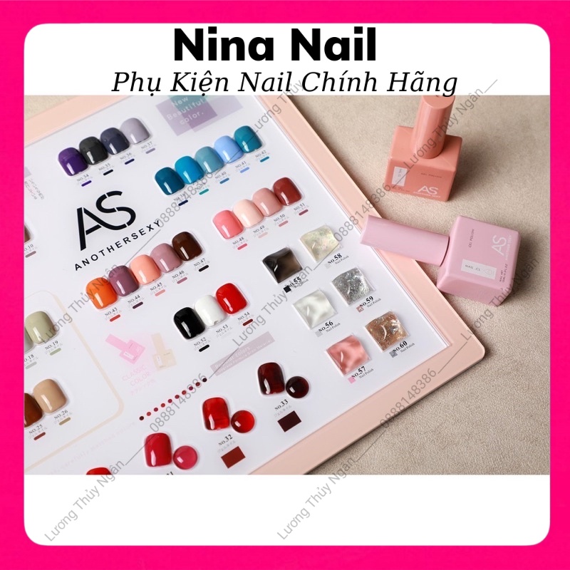 Set Sơn Gel AS 60 Màu Chính Hãng Chất Sơn Siêu Đặc, Bóng , Mướt - Tặng Kèm Base , Top , Cứng Móng Và Bảng Màu