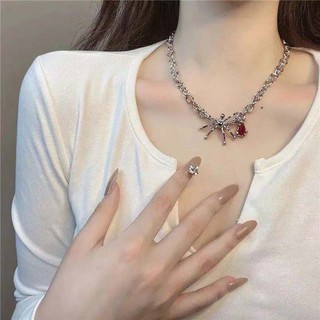 Dây chuyền nhền nhện mặt đá đỏ cá tính thời trang