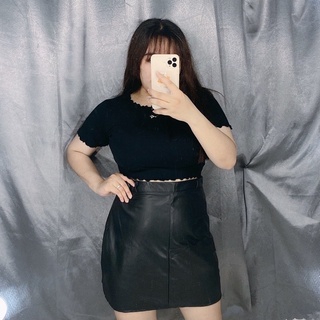 Chân váy da form A bigsize 60=>90kg (Ảnh thật)