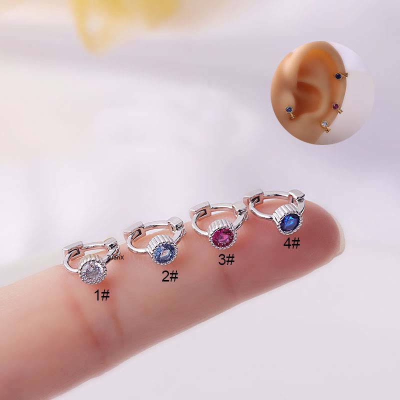 1 Khuyên Tai Tròn 5mm Đính Đá Thời Trang