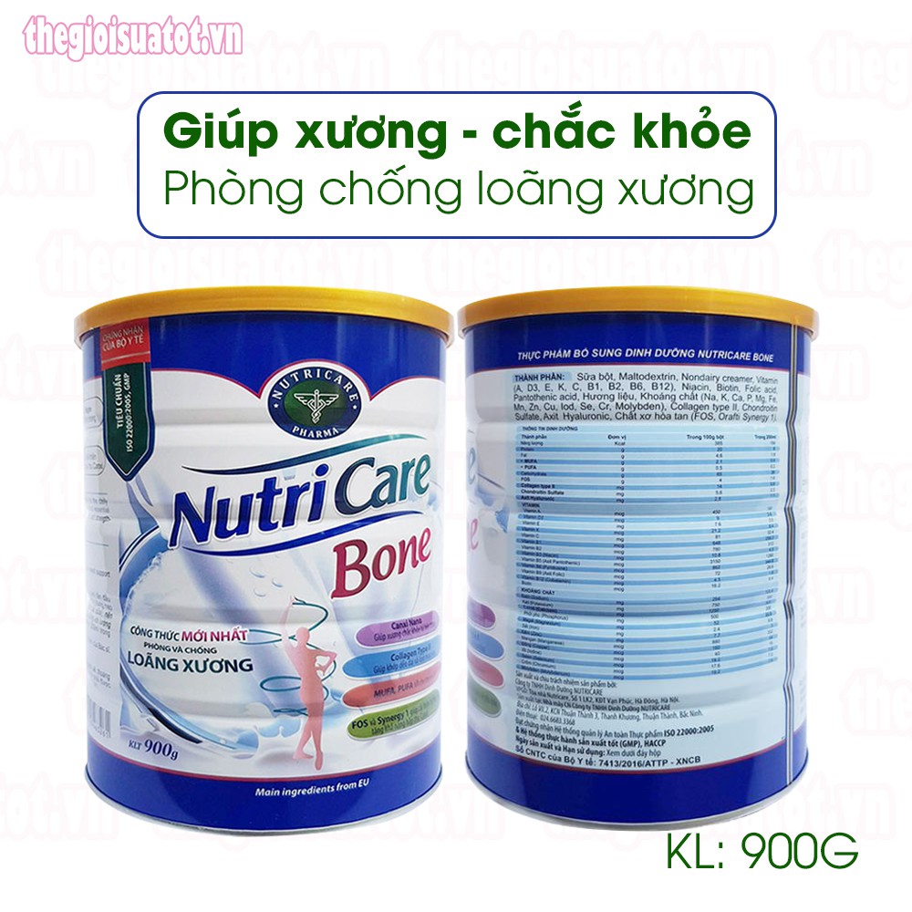 Sữa Bột Nutricare Bone Canxi Cho người loãng xương - 900g