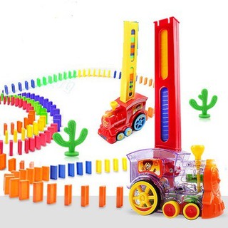 Đồ chơi Tàu hỏa xếp Domino tự động - xe lửa nhả domino