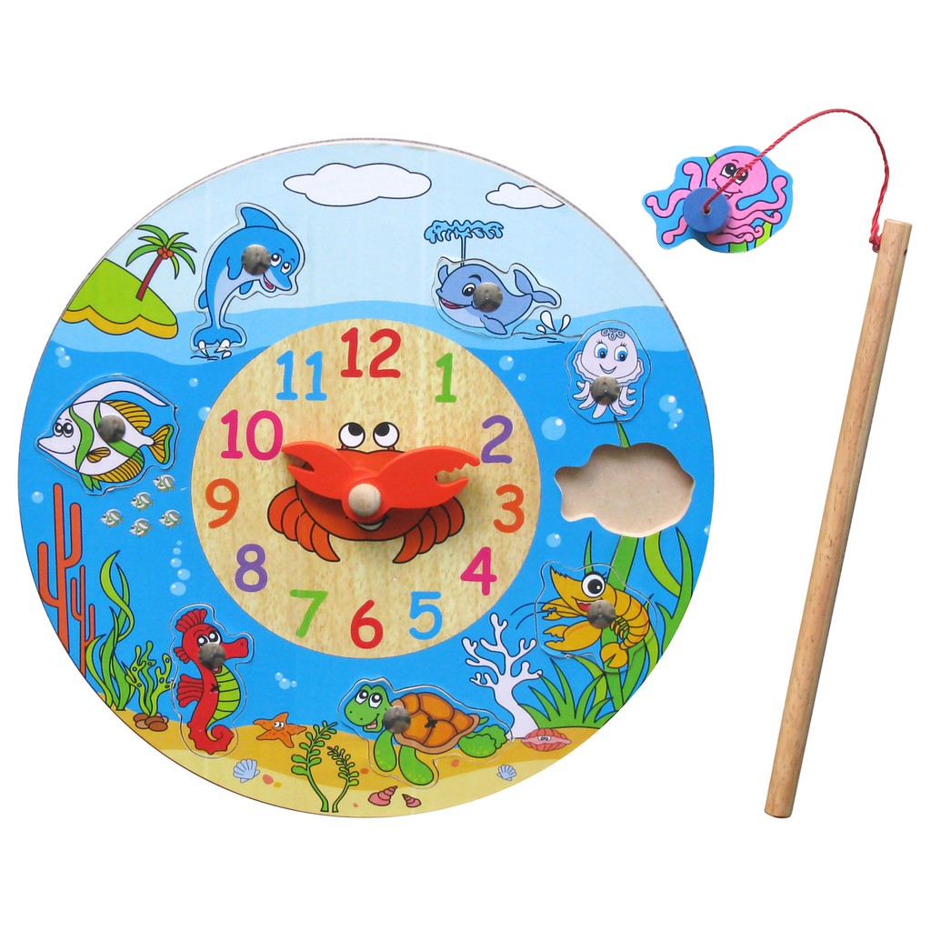 Bộ Câu Cá Gỗ Sinh Vật Biển Trên Đồng Hồ Đại Dương WinWinToys 63362