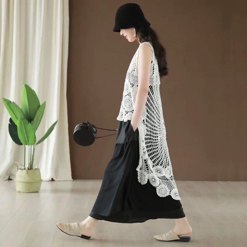 [LININ] Áo Cotton Dệt Kim Lửng Dáng Rộng Ngắn Lưng Phong Cách Retro Cho Nữ