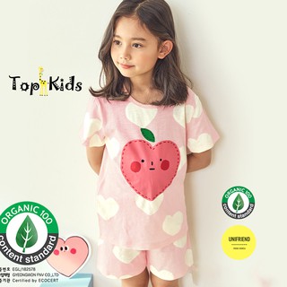 Bộ đồ cotton cao cấp, bé gái trái tim- unifriend hàn quốc -bộ cộc tay mùa hè, từ 10- 50kg, topkid_vietnam