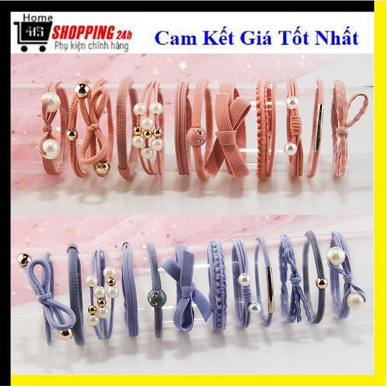 Set 12 thun buộc tóc xinh xắn dễ thương (KHÔNG KÈM HỘP)