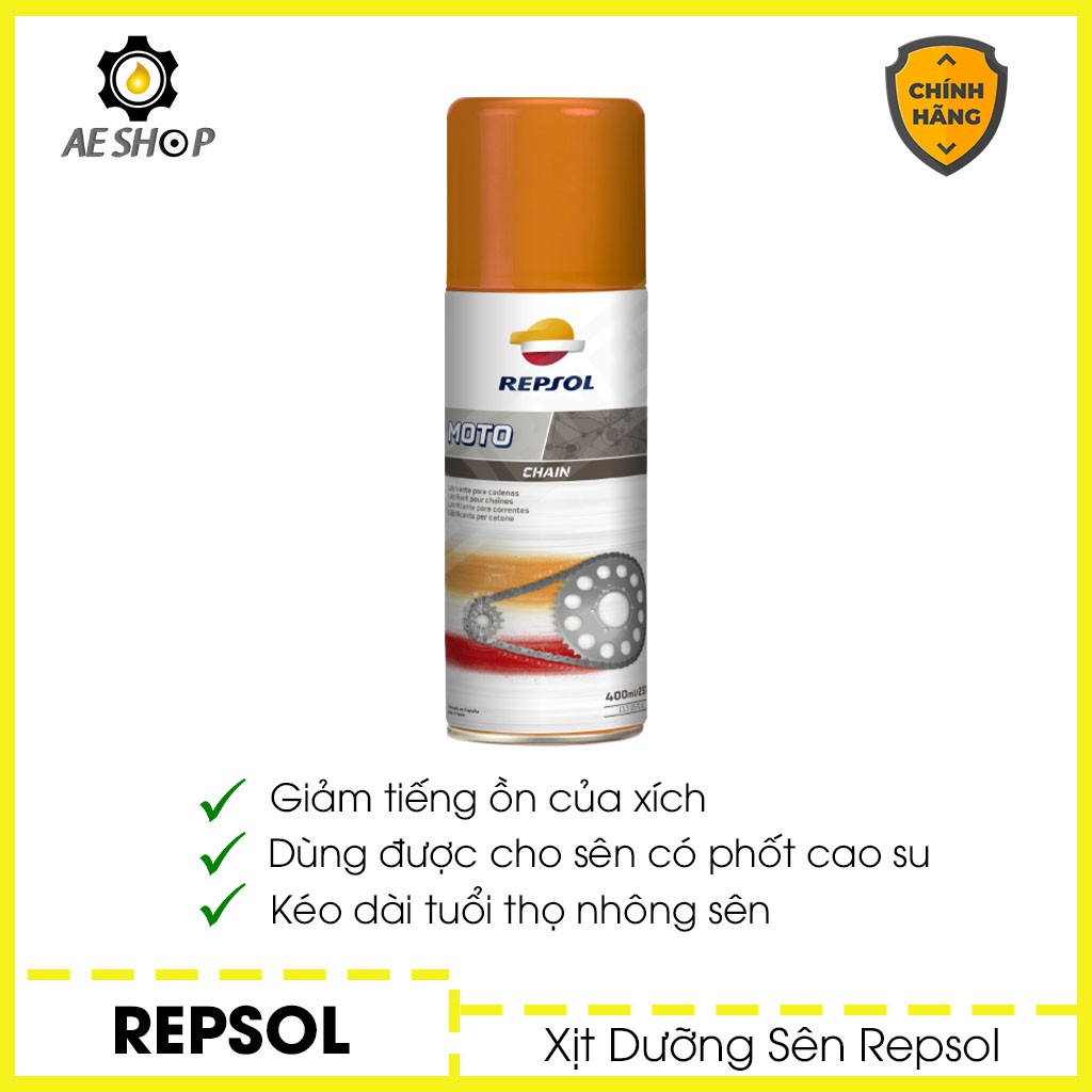 [Chính Hãng] Chai Dưỡng Sên Repsol Moto Chain Lube, Giúp Bôi Trơn Và Chống Rỉ Sét Sên Xe Máy 400ML