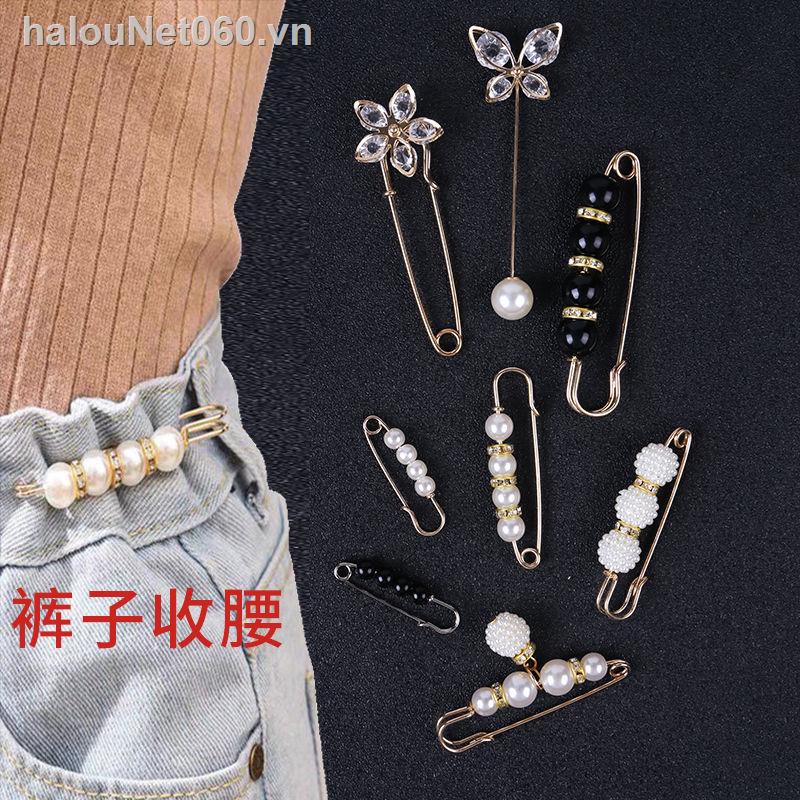 ✿Ready stock✿  pin fixed trousers waist change small artifact waistline anti-glare buckle clothes adjustment elastic brooch female