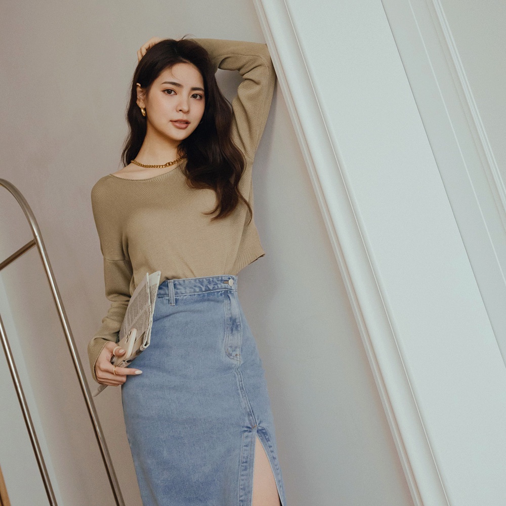 Áo dệt kim croptop dáng rộng nữ Air Space Lady 2211829004