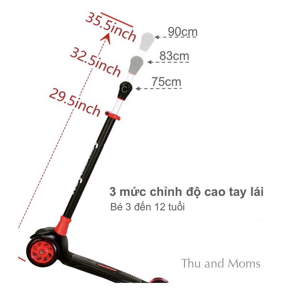 (3 đến 12 tuổi) Xe Scooter Royal Baby 3 mức chiều cao cho bé gái 3 đến 12 tuổi