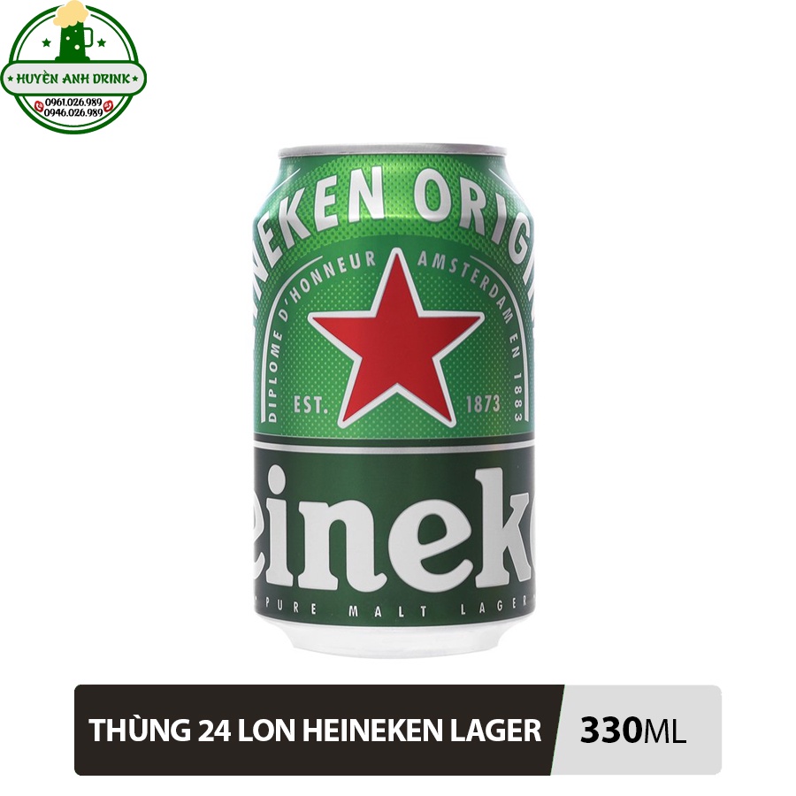 Bia Heineken Lon 330ml - Thùng 24 Lon - CTKM giảm giá đặc biệt