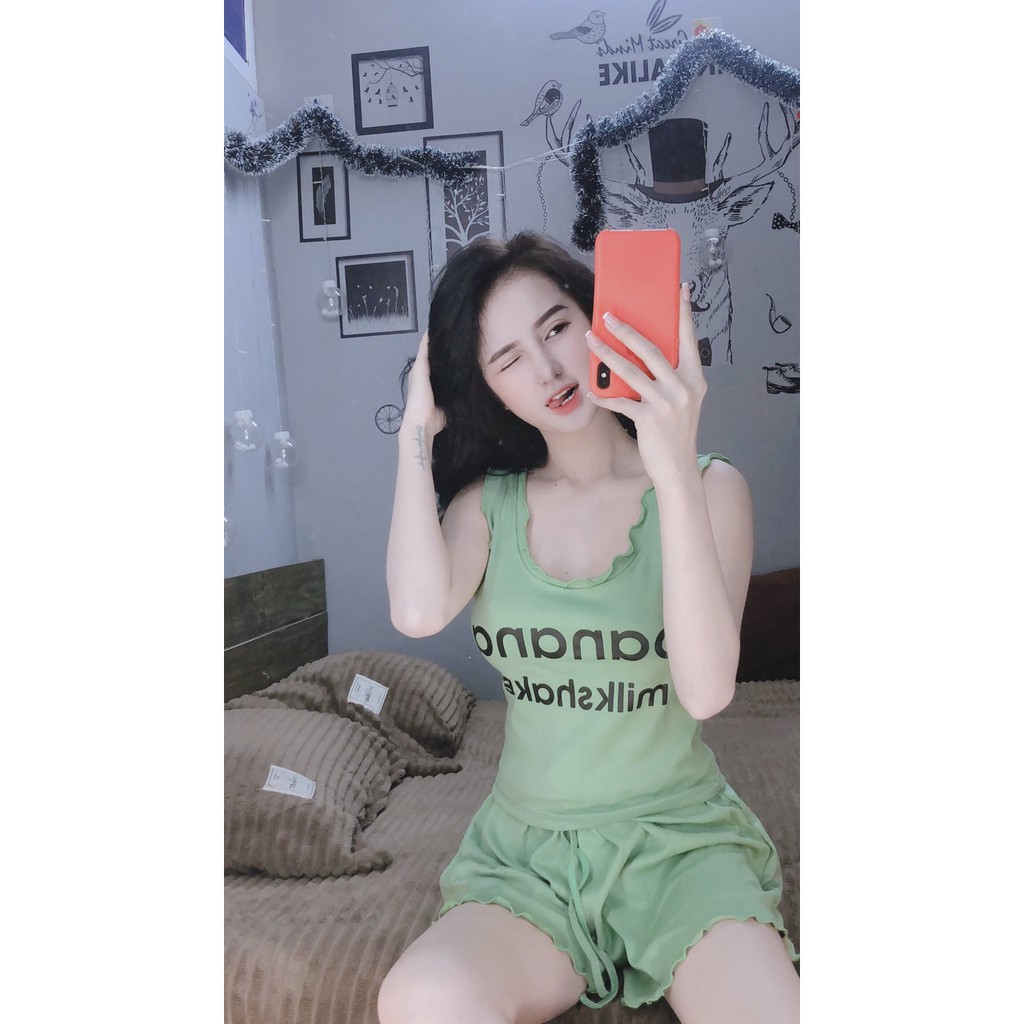 [Sale khô máu] Set bộ croptop tay ngắn quần đùi ống rộng cuốn biên hàng ,Đồ bộ mặc nhà thun cotton cực xinh giá rẽ